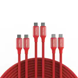 Nautica - Turan CB530 USB C to USB C Cable 60W PD Fast Charging 3 Pack, 4ft Cable for iPhone 17/16/15, Samsung, MacBook - Red