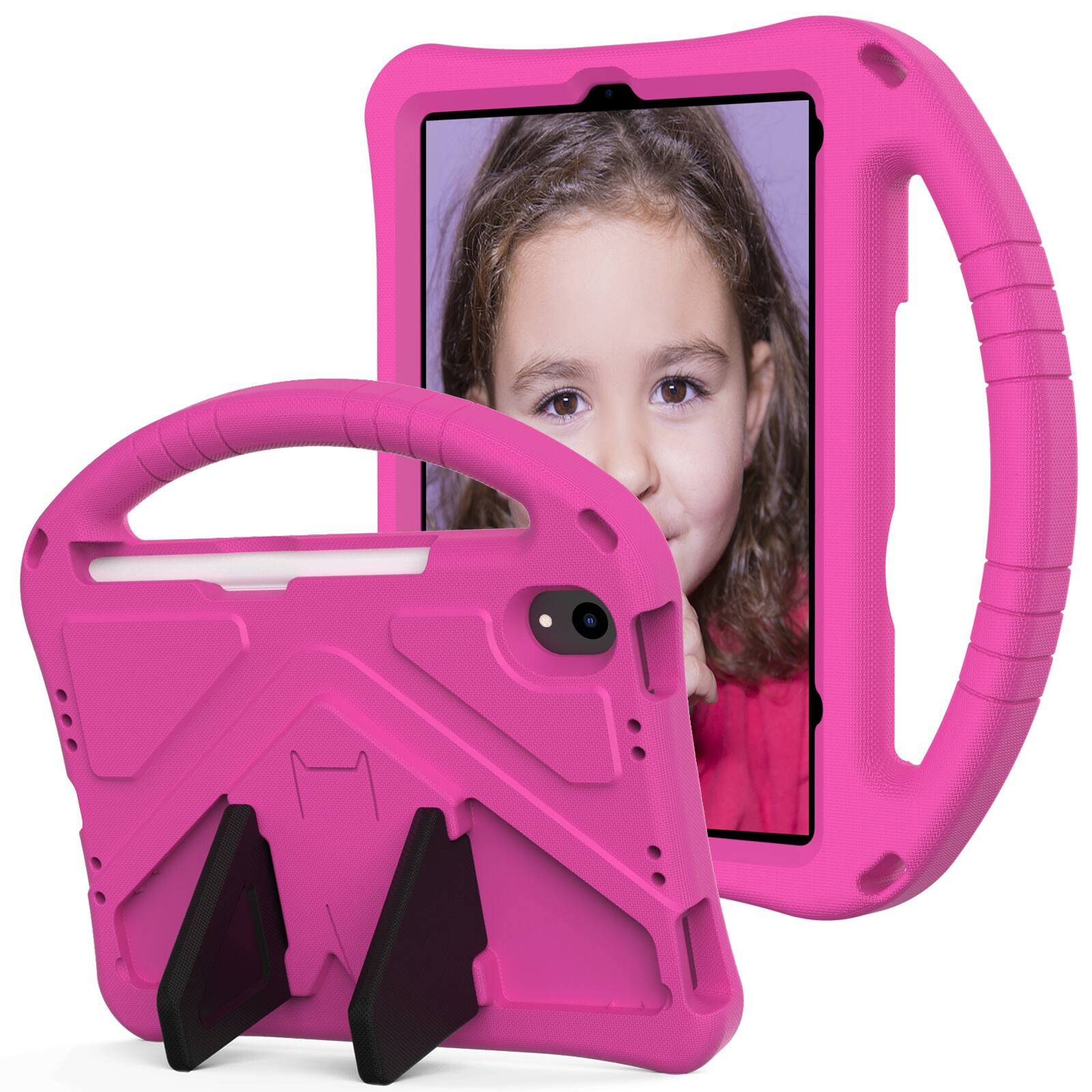 Front. UUCOVER - Kids Case for iPad mini (A17 Pro) 8.3-inch 2024 / iPad mini 6th Gen 2021,Shockproof EVA Case Handle Kickstand Back Cover - Rose.