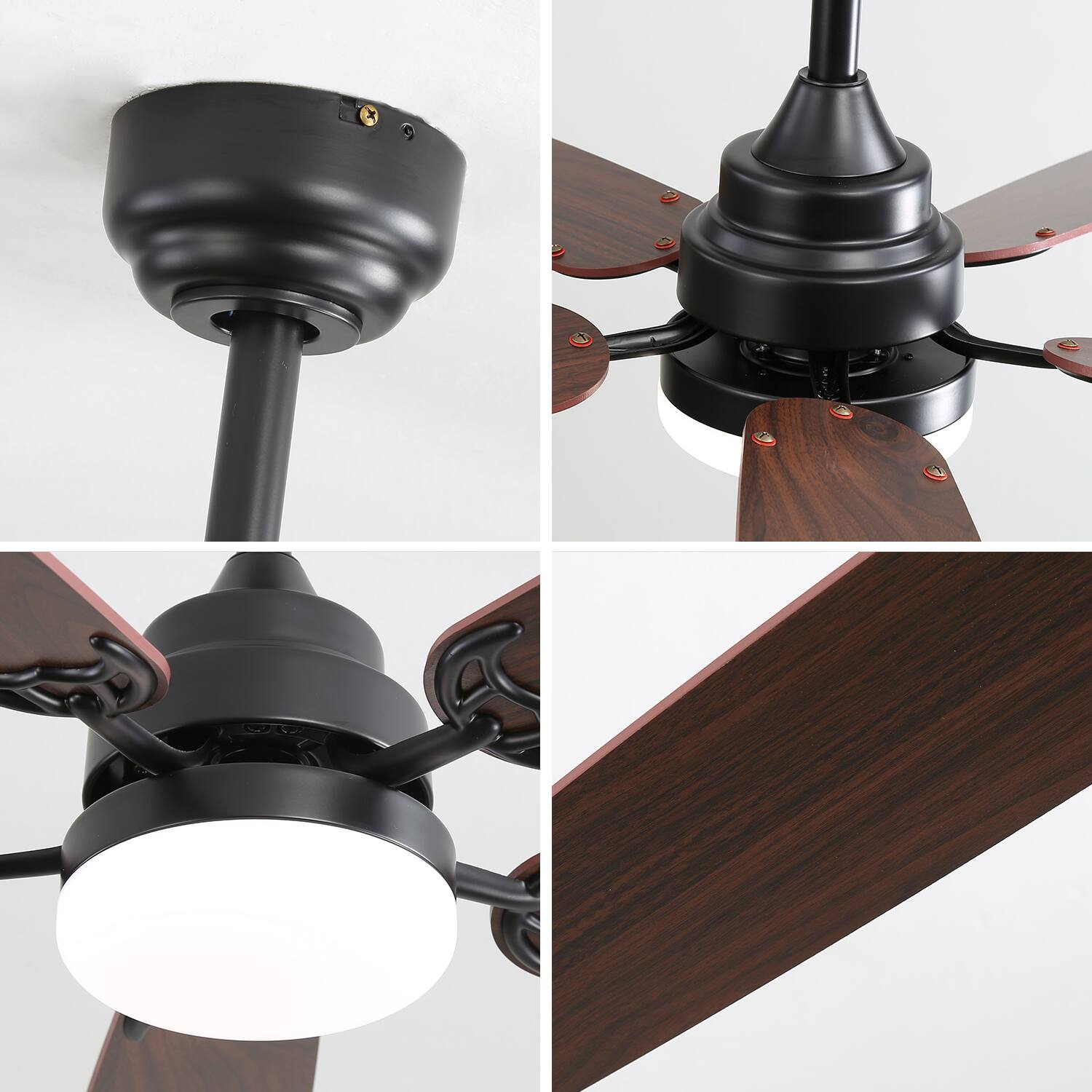 Left. Bestier - 52inch Ceiling Fan with LED Light, 6 Speed Wind, 5-Blade Silent DC Motor Ceiling Fan, Brown+Grey - Brown+Grey.