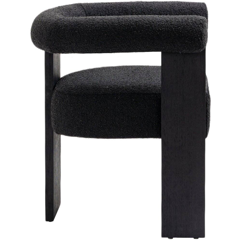 Alt View 4. Meridian Furniture - Barrel Black Boucle Fabric Dining Chair - Black.