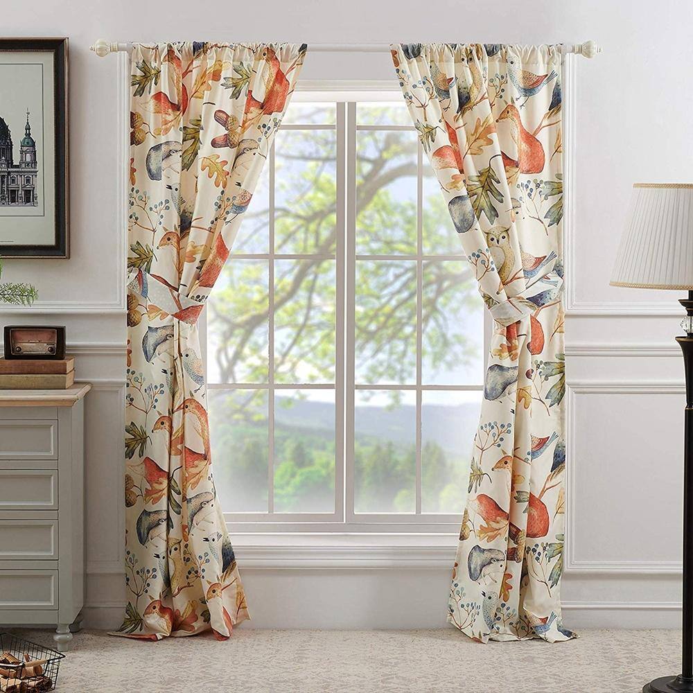 Angle. Barefoot Bungalow - Barefoot Bungalow Willow 2 Panel And 2 Tie Back with 3" Rod Pocket Window Curtain42x84", Multi - Multi.