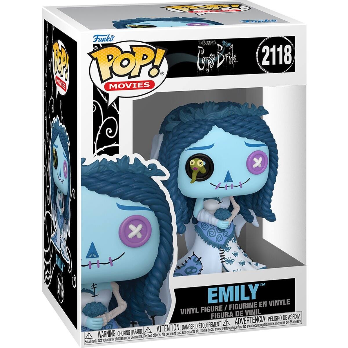 pop! MOVIES  
Funko POP! BURLIN'S FBC POP!! Gve Brie 2118 MOVIES MOVIES  
EMILY FIGURINE EN VINYLE FIGURE / VINYL FIGURA DE VINIL  
ADVERTENCIA: PELIGRO DE ASFIXIA, menores de 36 meses, D'TOUFFEMENT, adecuado para nios  
ATTENTION: DANGER Partes pequerias. No 5 de moins de 36 mois, WARNING: CHOKING HAZARD, convient pas aux enfants Petites pieces. Me under 36 months Not suitable br children Small parts.