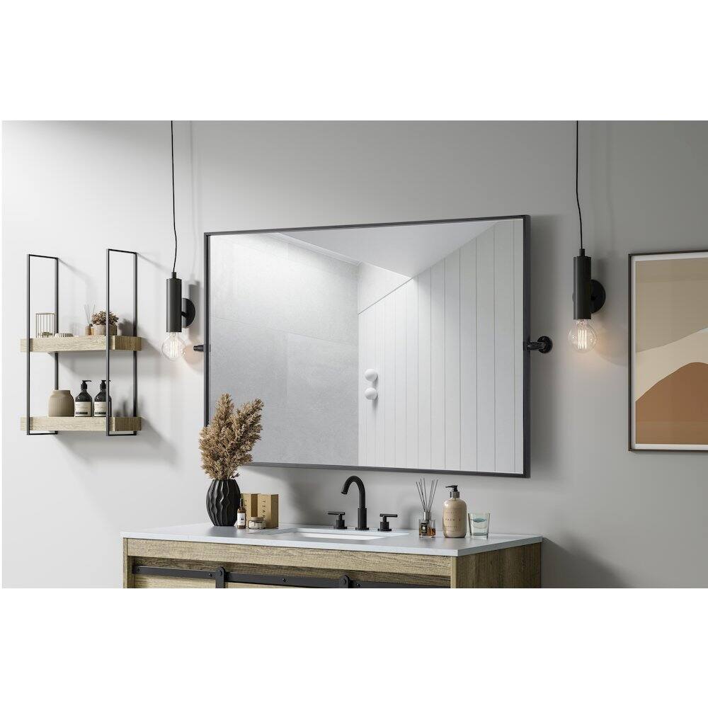 Alt View 10. Elegant Kitchen and Bath - Amoura 48X30 Pivot Mirror In Black - Black.