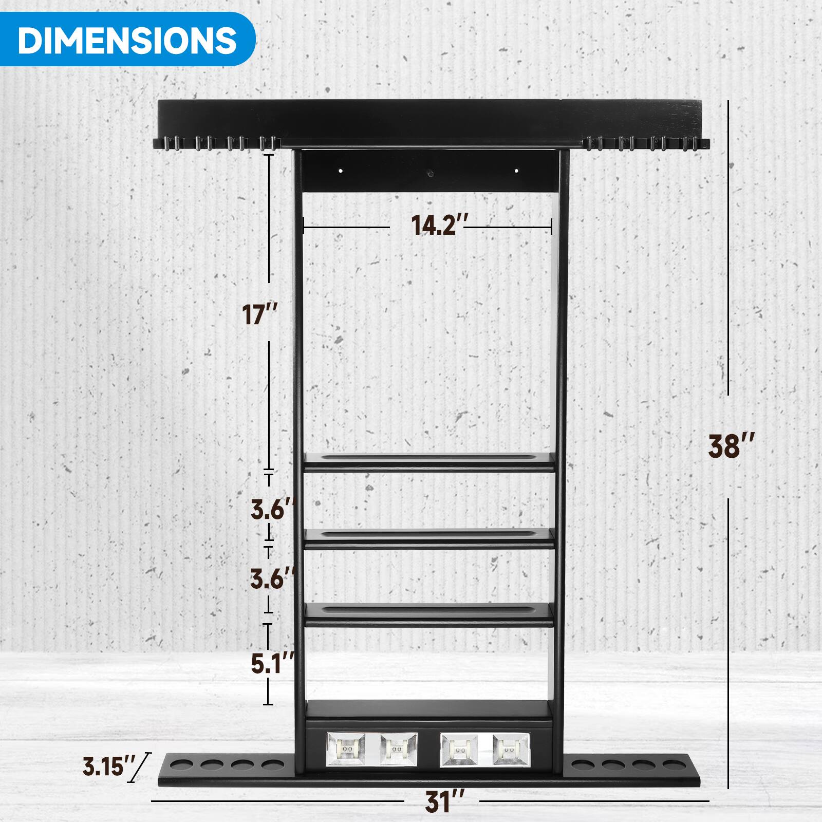 DIMENSIONS 14.2" 17" T 3.6' I T 3.6' I 38" 5.1" I 3.15" d9 19 . 31"