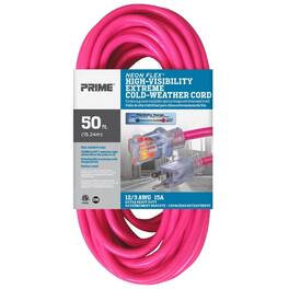 Prime Wire & Cable - Neon Flex Outdoor 50 ft. L Hi Vis Extension Cord 12/3 SJTW - Pink