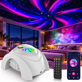 Rossetta - Dual Lens Galaxy Star Projector with Aurora Night Light, Bluetooth Speaker & Noise Machine - White