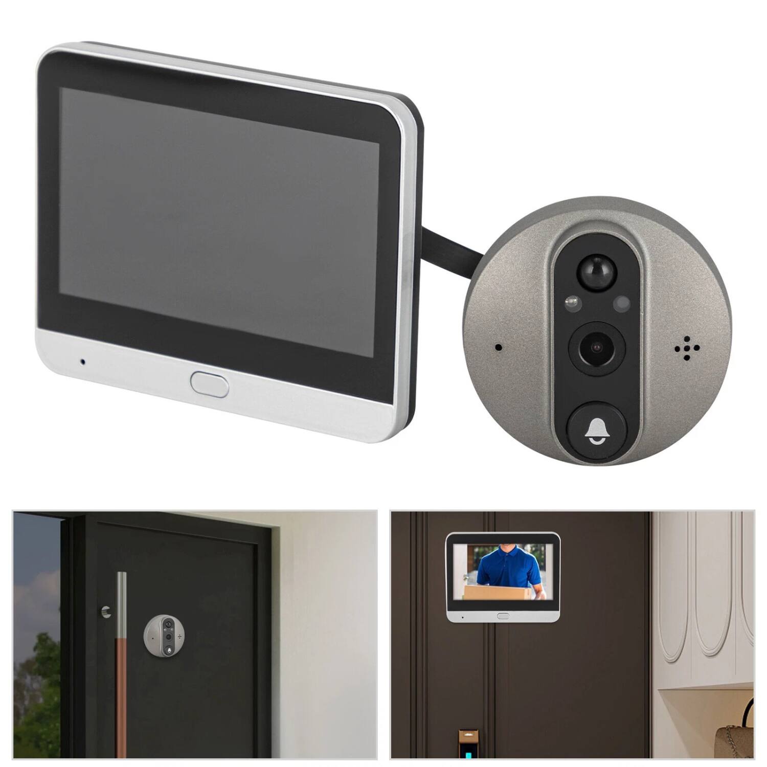 Left. Stock Preferred - Wireless Video Doorbell System - Grey, Black.
