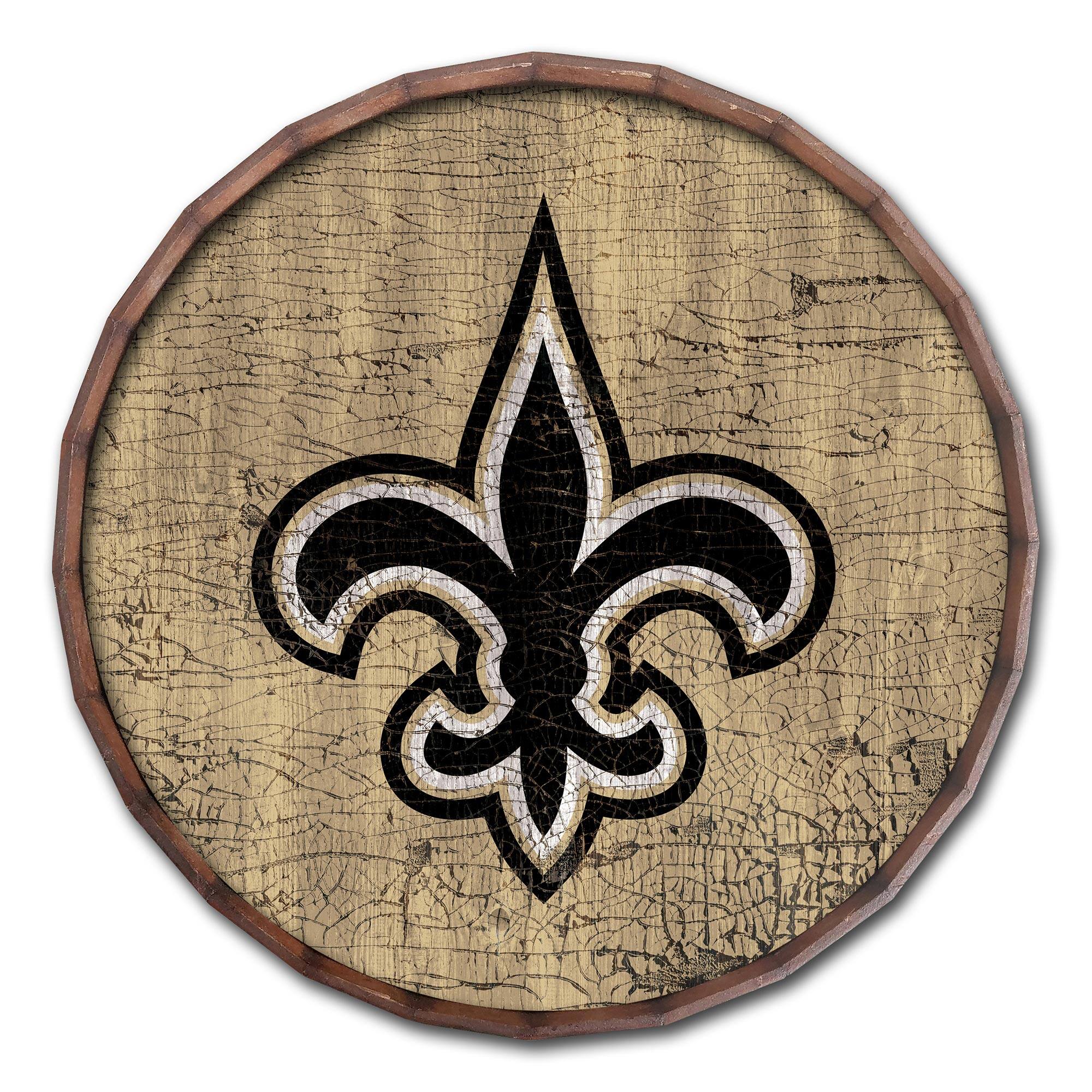 New Orleans Saints 24" Cracked Color Barrel Top Sign