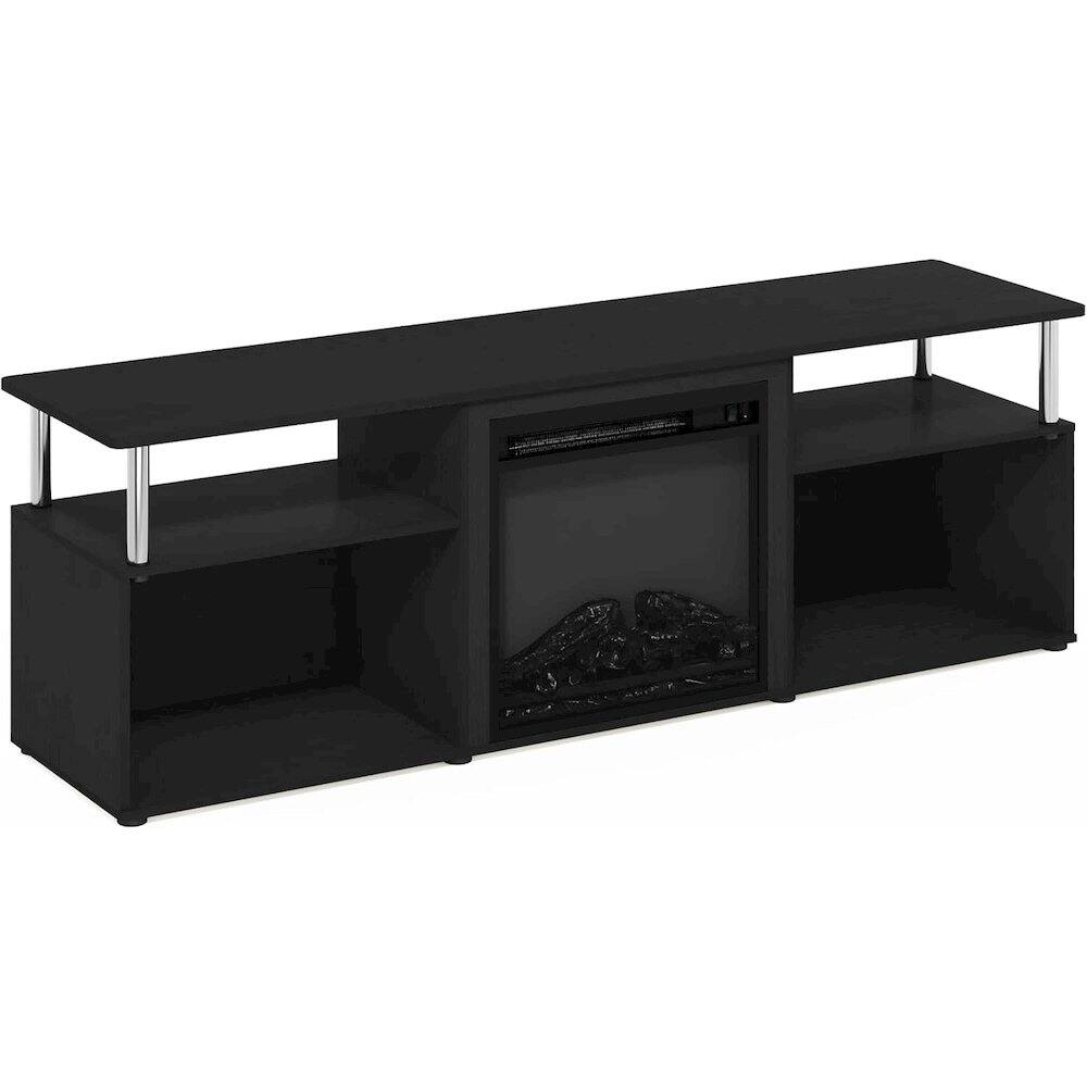 Alt View 4. FurniFact - Black 70 Inch Fireplace TV Stand with Four Shelves and Elegant Electric Insert - Black.