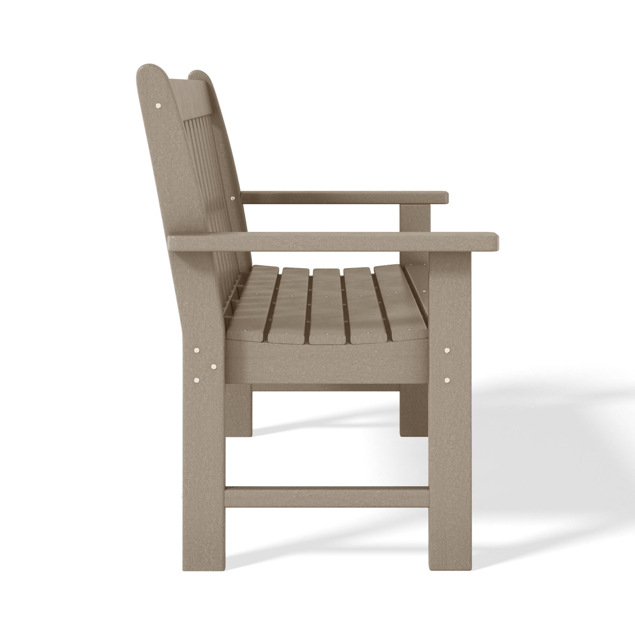 Back. WestinTrends - WestinTrends Malibu Outdoor 2-Person All-Weather HDPE Front Porch Garden Bench - Weathered Wood.