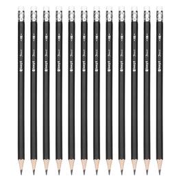 Unique Bargains - 12pcs HB Pencils, Pre-Sharpened Hexagonal Wooden Pencils w/ Eraser for Drawing, Sketching, Writing, Office - Black
