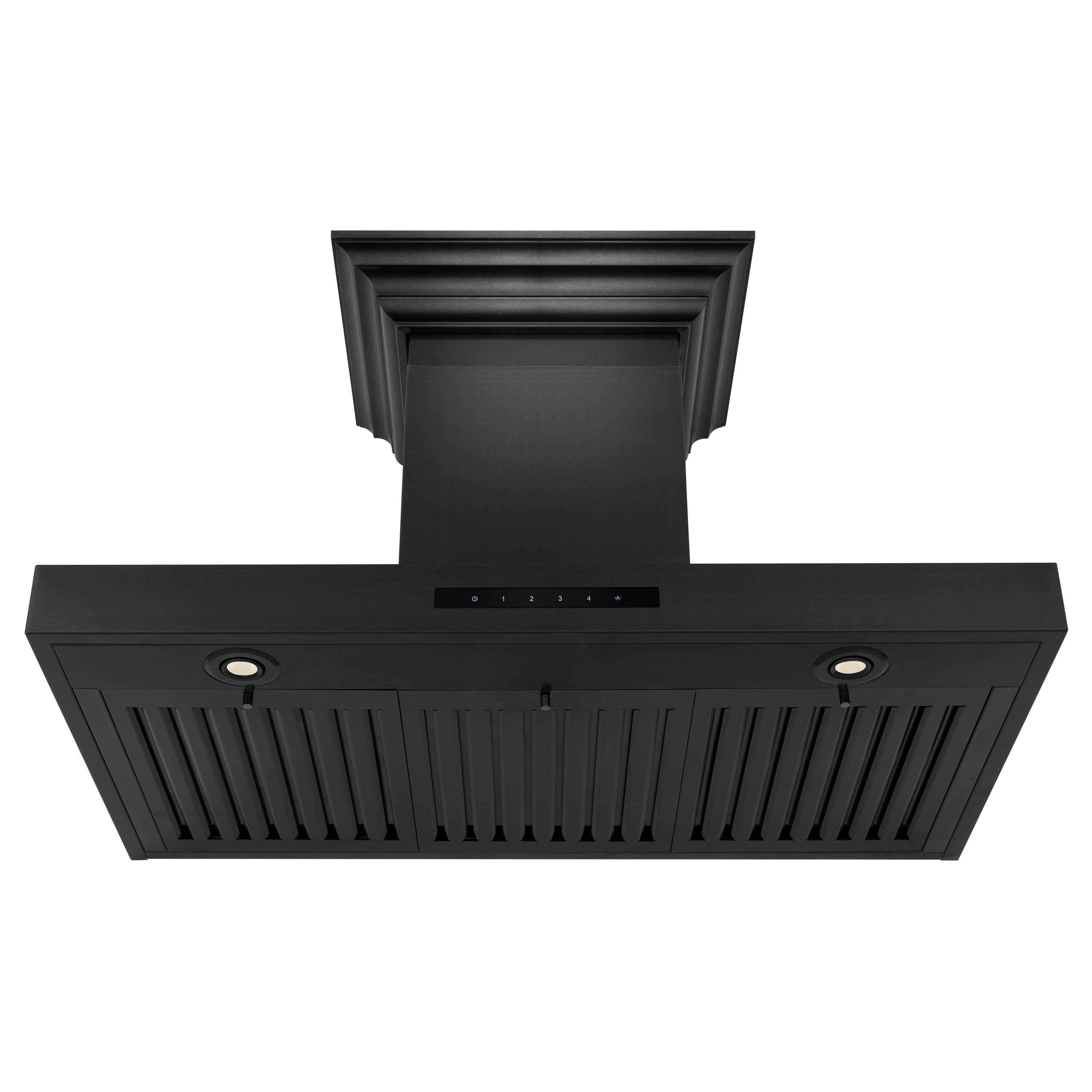 Angle. ZLINE - ZLINE 36 in. Convertible Vent Wall Mount Range Hood in Black Stainless Steel with Crown Molding (BSKENCRN-36) - Black Stainless Steel.