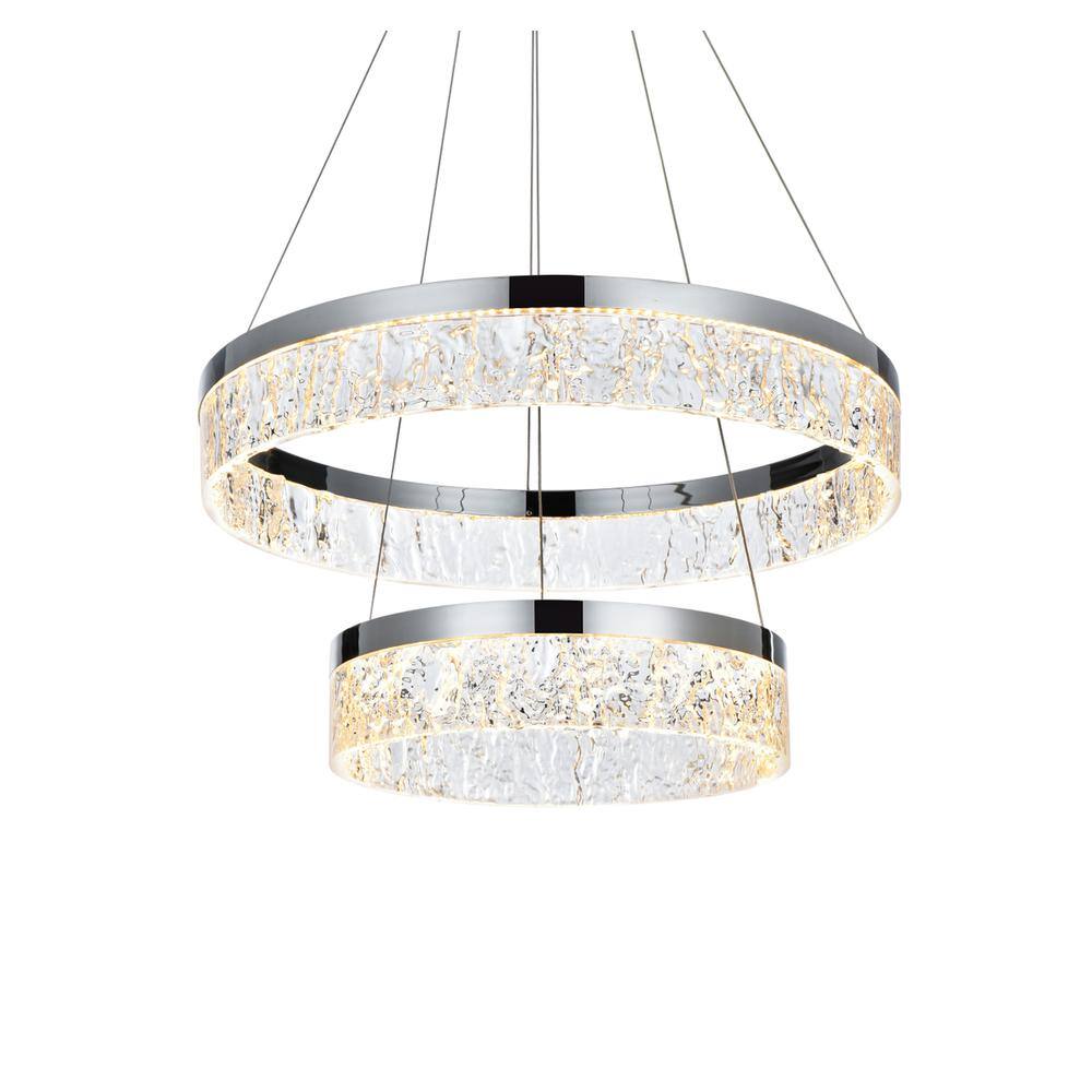 Left. Elegant Lighting - Linden 22 inch Adjustable LED chandelier in Chrome - Chrome.