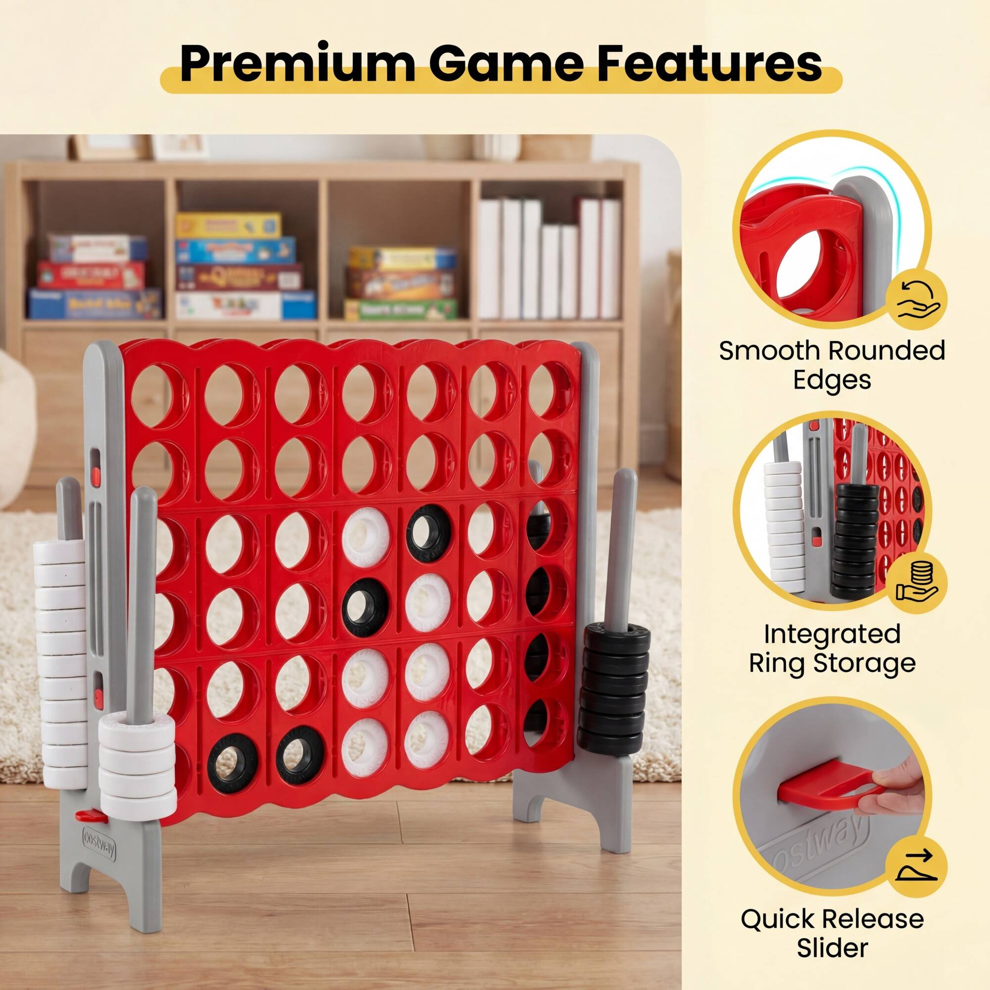 Premium Game Features

- Smooth Rounded Edges
- Integrated Ring Storage
- Quick Release Slider