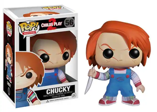 Sure, here is the corrected and grouped text:
**Pop! Movies**
**Child's Play 56**
**Chucky**
Vinyl Figure / Figurine en Vinyle / Figura de Vinilo / Figura de Vinil
**17+**