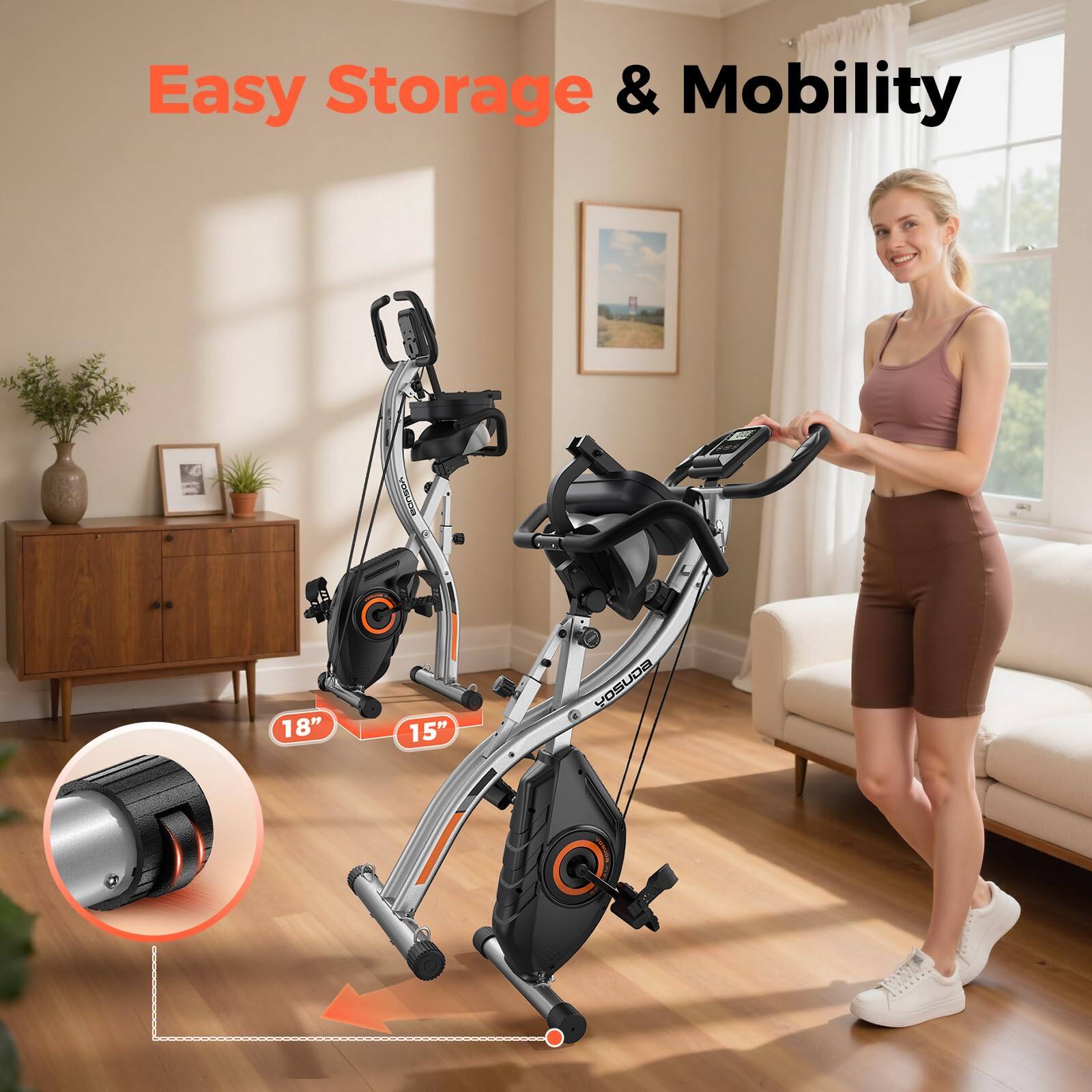Easy Storage & Mobility  
18"  
15"