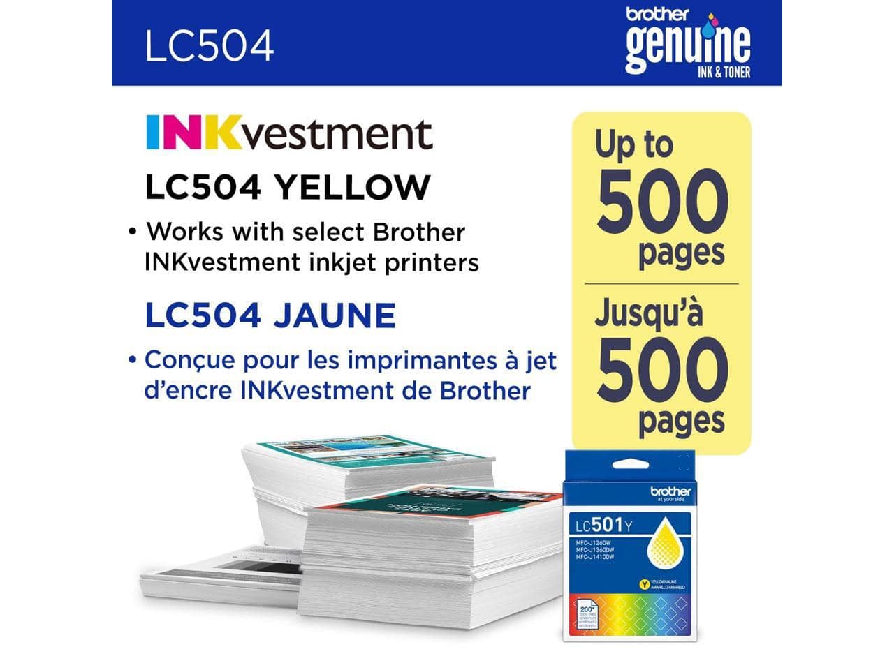 Brother - Genuine LC504Y Standard Yield Yellow Ink Cartridge