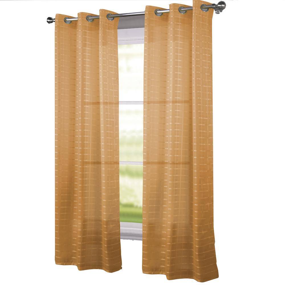 Angle. RT Designers Collection - RT Designers Collection Gold Wanda Box Voile Grommet Curtain Panel 54" x 90" - Gold.