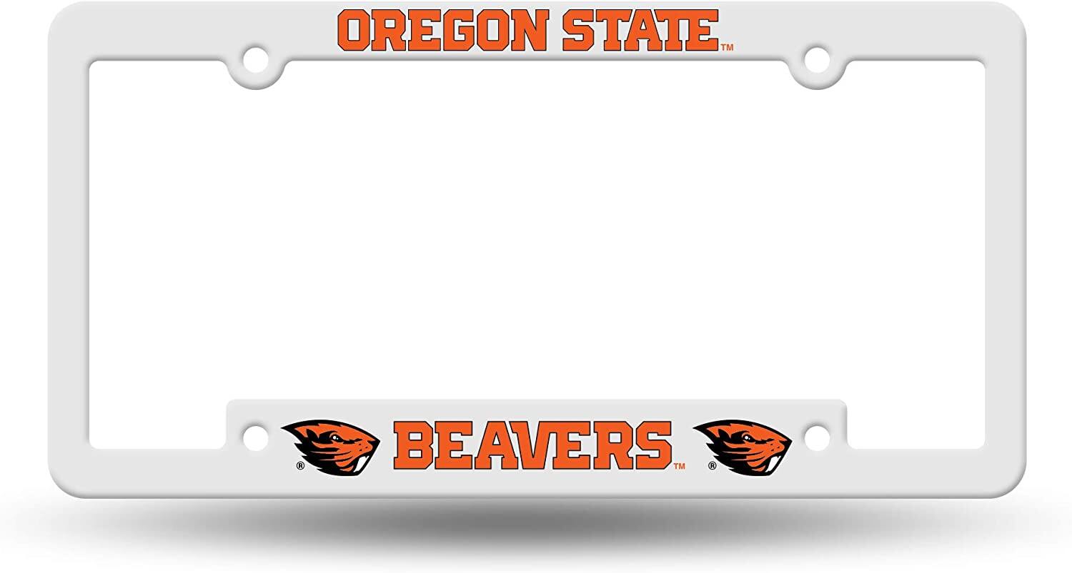 Oregon State Beavers Raised Letter White Plastic License Plate Frame