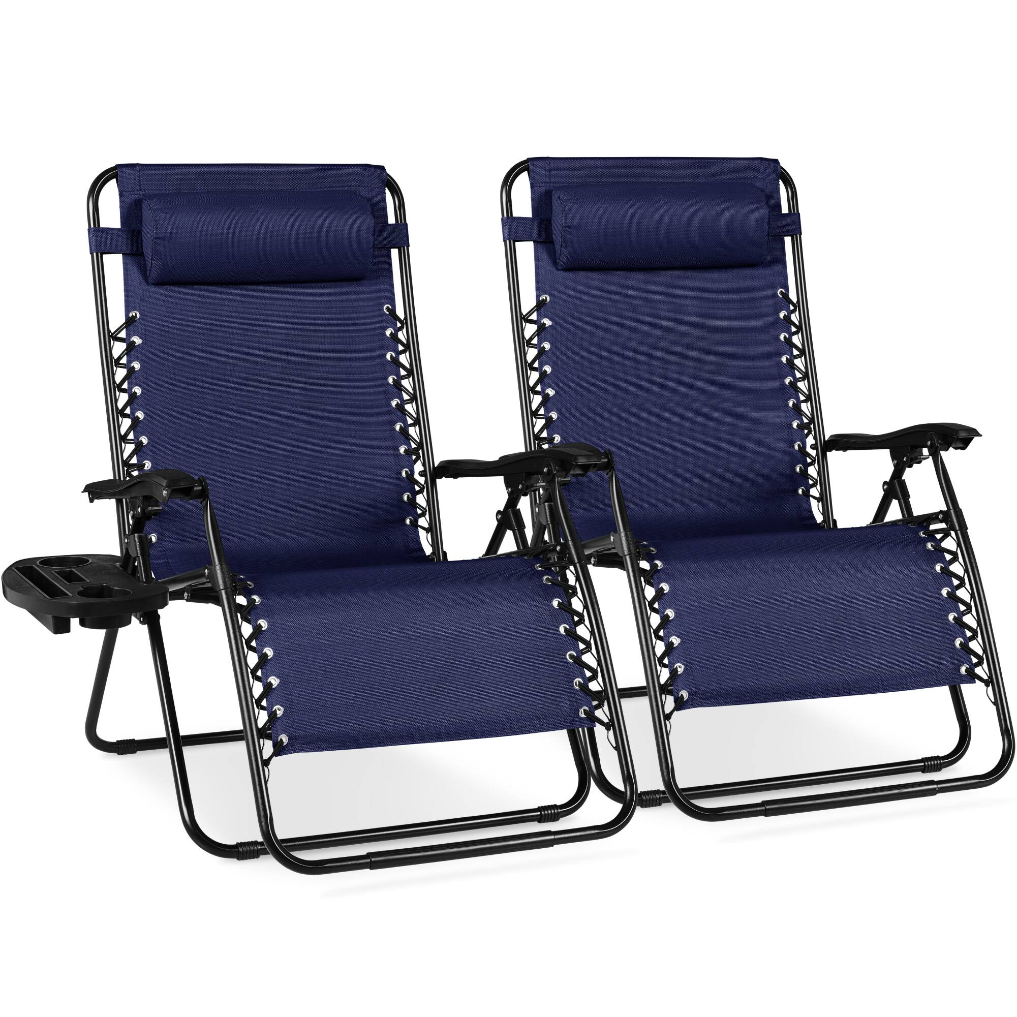 Front. Best Choice Products - Best Choice Products Set of 2 Extra Wide Zero Gravity Lounge Chair Recliners w/ Cup Holder - Navy - Navy.