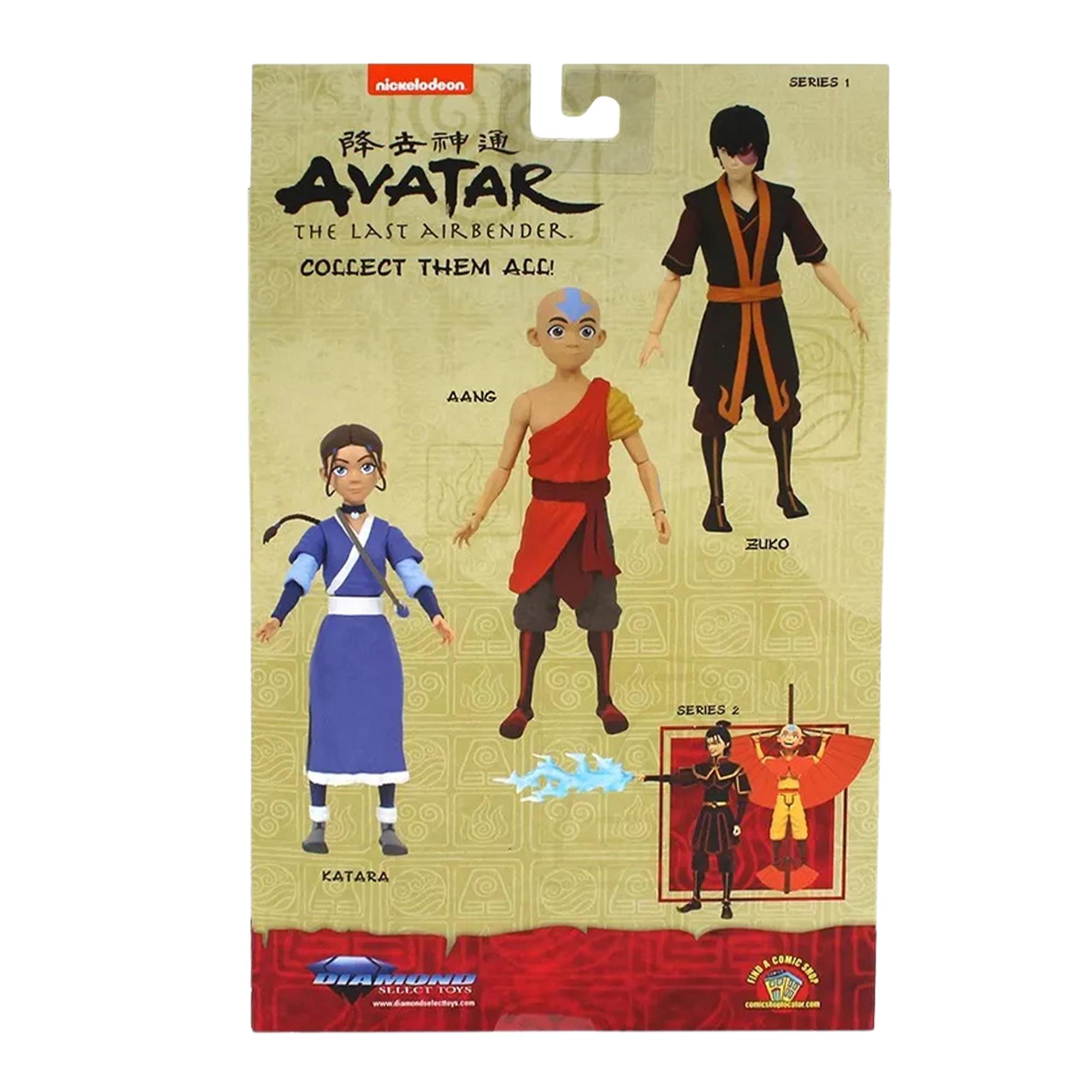 Nickelodeon SERIES 1 AVATAR THE LAST AIRBENDER. COLLECT THEM ALL! AANG ZUKO SERIES 2 KATARA www.diamondselect.com & COMIC AIND SEEP