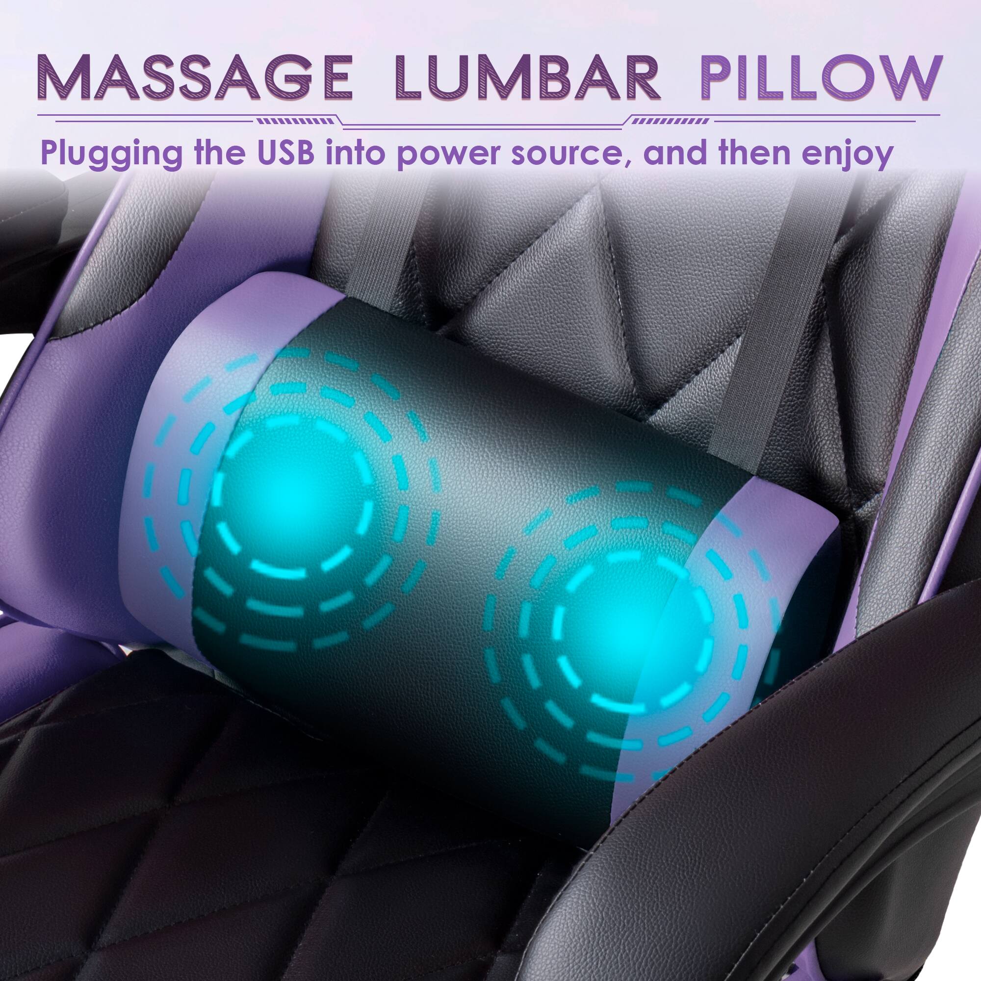 MASSAGE LUMBAR PILLOW  
Plugging the USB into power source, and then enjoy