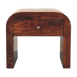 Artisan Furniture - Solid Wood California Walnut Disc Bedside, 1 Drawer, Dark Brown - Walnut Finish