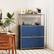 Alt View 3. Malletson - 4 Tier Modular Metal Sideboard Buffet Cabinet with Flip Up Doors and Adjustable Feet for Kitchen Dining Room - Blue.