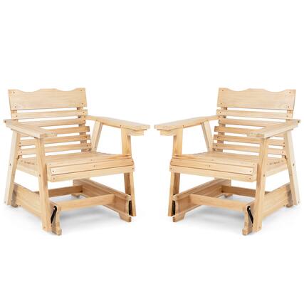 Front. Costway - Costway 2 PCS Patio Outdoor Wood Slat Rocking Chair Porch Rocker Curved Seat 330 Lbs - Natural.