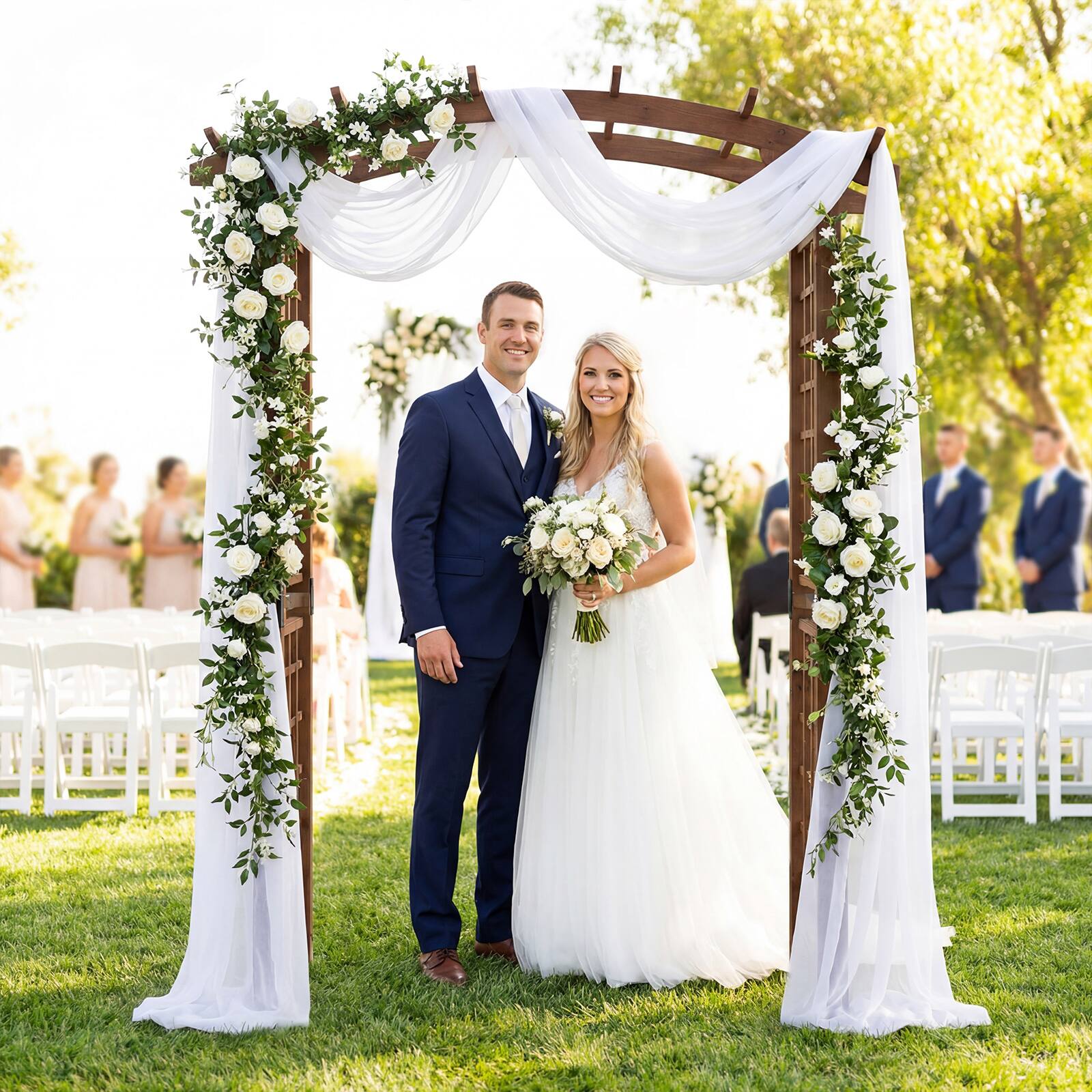 Alt View 3. Gymax - Gymax 7.5 FT Garden Arch Wooden Arbor Outdoor Wood Trellis for Climbing Plants - Brown.