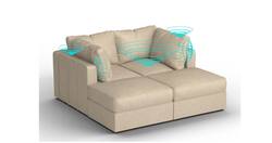 Lovesac - 4 Seats + 4 Sides Combed Chenille & Standard Foam with 6 Speaker Immersive Sound + Charge System - Tan - Front_Zoom