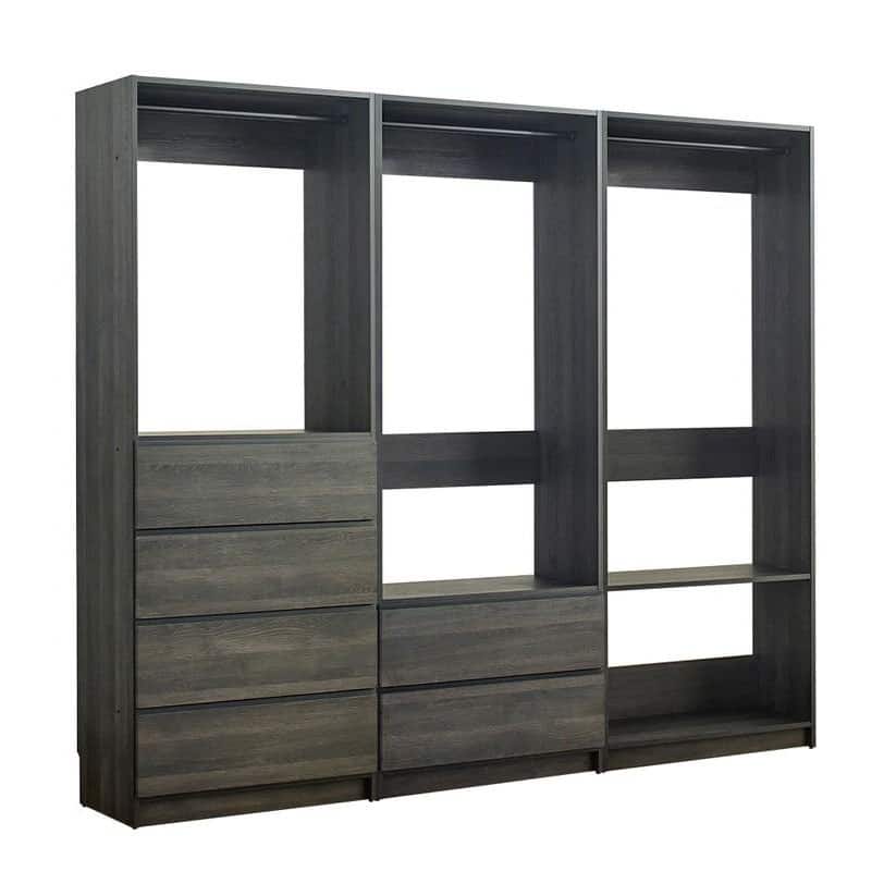 Manhattan Lane - Dee Walk In Closet, Modular Freestanding Storage 4 Shelf 3 Rods - Black