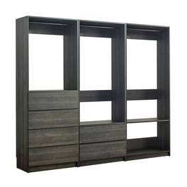 Manhattan Lane - Dee Walk In Closet, Modular Freestanding Storage 4 Shelf 3 Rods - Black