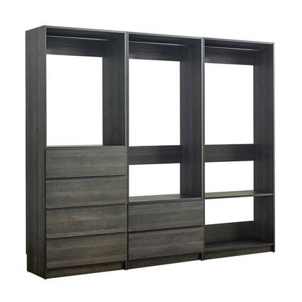 Front. Manhattan Lane - Dee Walk In Closet, Modular Freestanding Storage 4 Shelf 3 Rods, Black - Black.