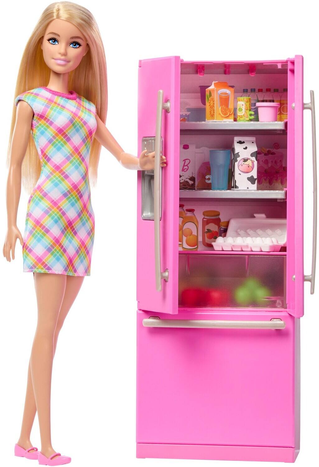 Front. Mattel - Barbie Kitchen Doll, Fridge & Accessories Set   - COLLECTIBLES - Multicolor.