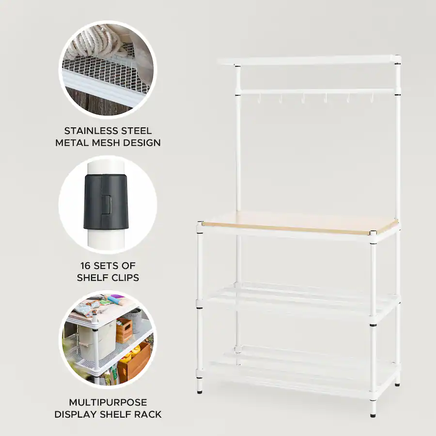 Design Ideas MeshWorks Metal Storage Utility Wood Top Shelving Unit ...