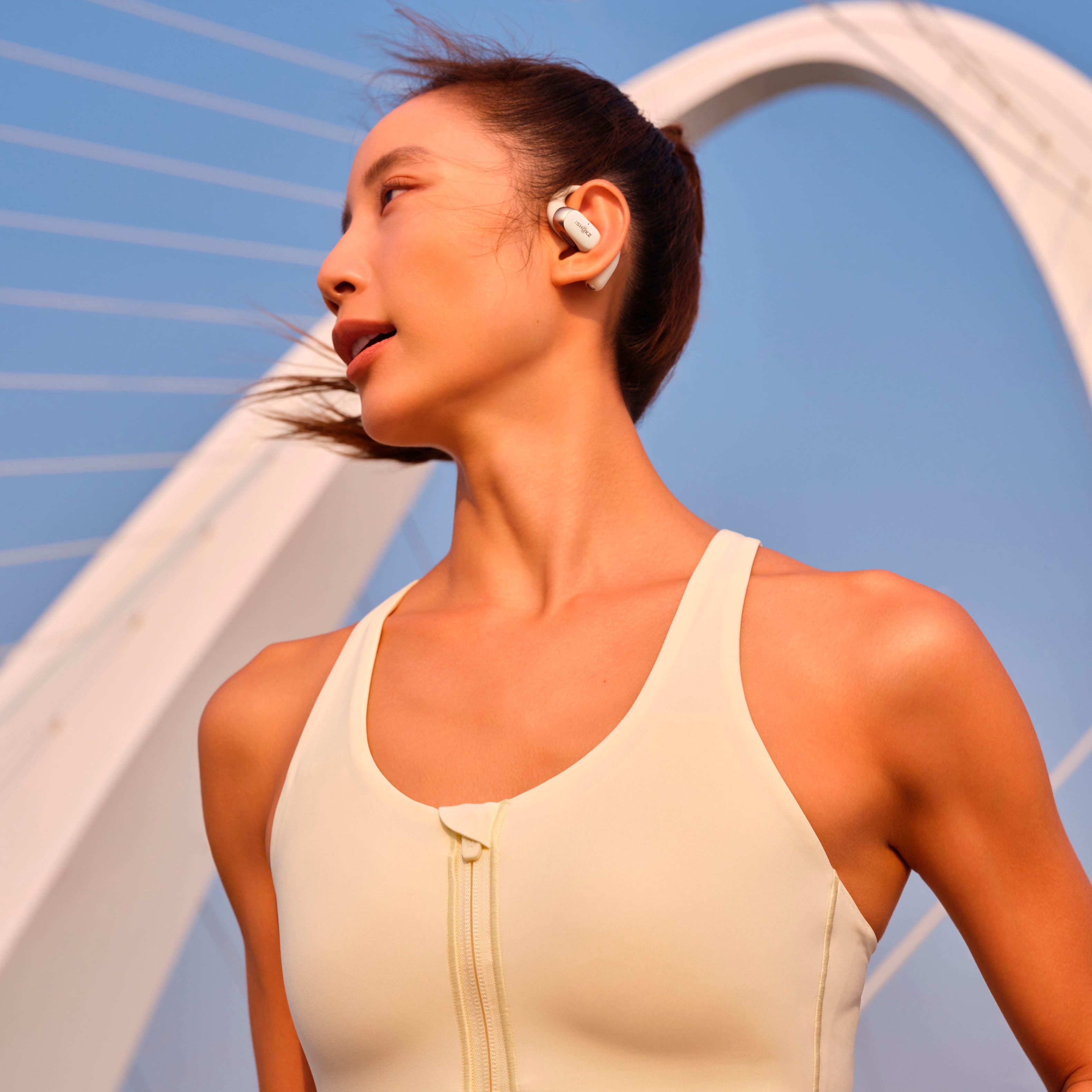 Alt View 16. Shokz - OpenFit 2 Open-Ear True Wireless Earbuds - Beige.