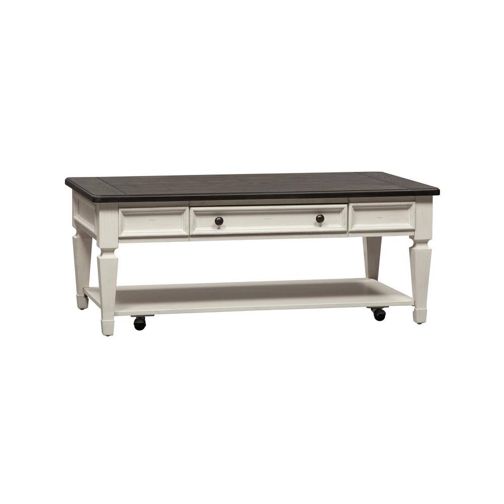 Alt View 3. Liberty Furniture Industries - Allyson Park Rectangular Cocktail Table in Wirebrushed White w/ Charcoal Top - White.