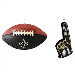 The Memory Company - New Orleans Saints Two-Pack Football & Foam Finger Ornament Set - Multicolor