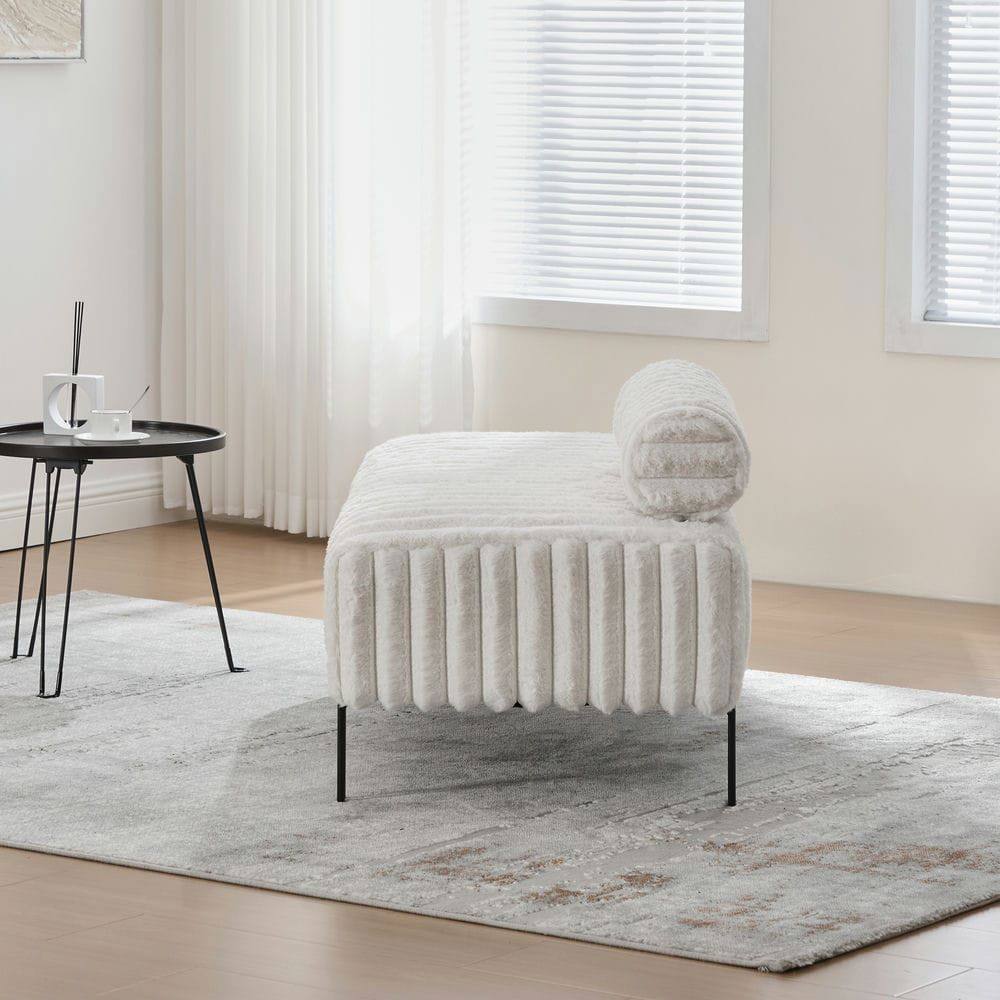 Alt View 5. Kadyn - 49.6" Wide Upholstered Mini Loveseat, 2-Seater Small Sofa End of Bed Bench Window Ottoman Footrest, Beige - Beige.