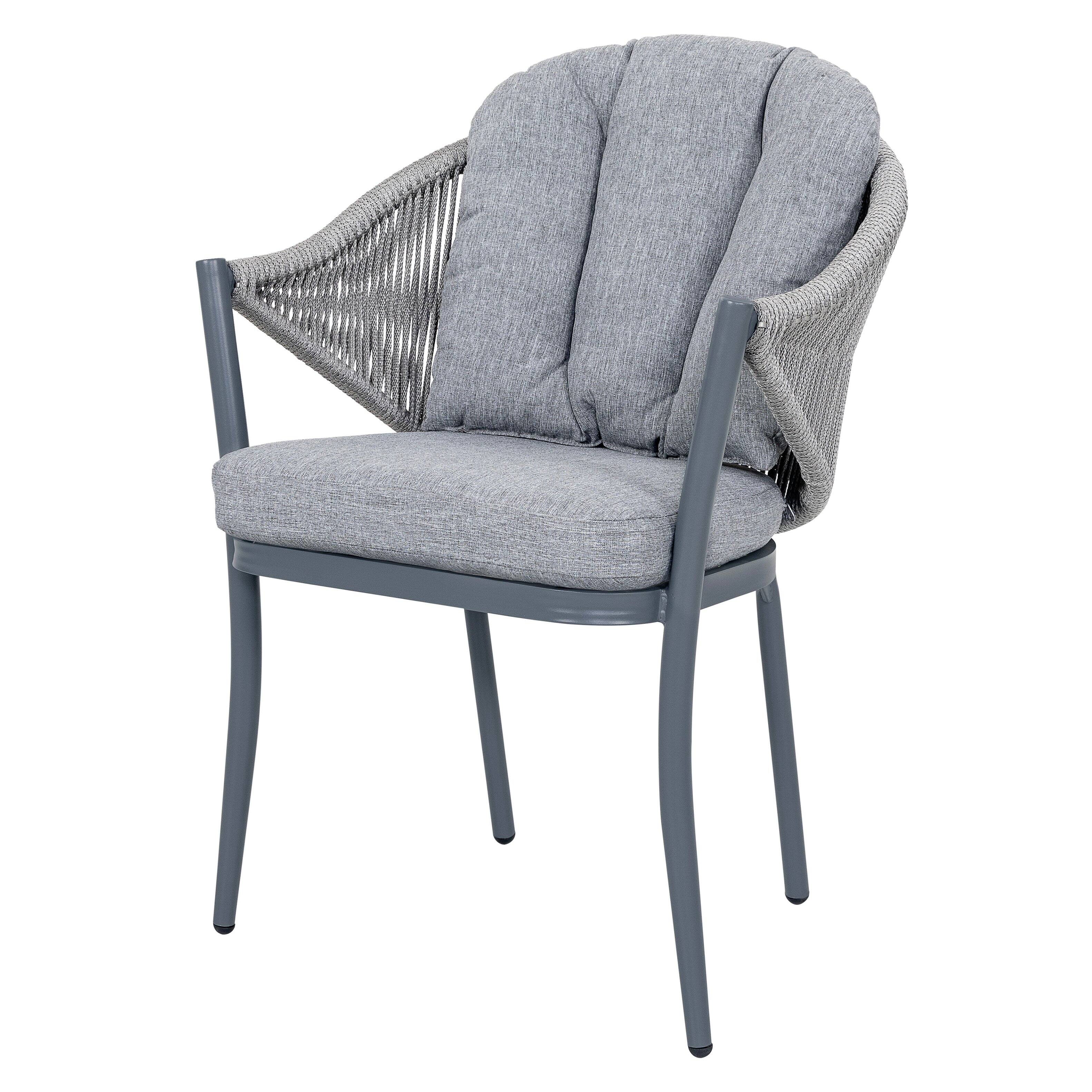 Alt View 7. Nuu Garden - Outdoor 4-Piece Woven Rope Conversation Chair Set with Seat and Back Cushions, Aluminum - gray.