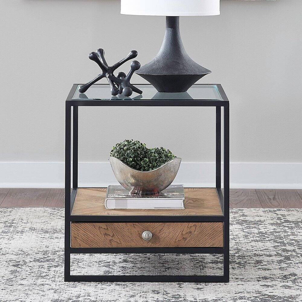 Alt View 4. Liberty Furniture Industries - Bedford Drawer End Table for Living Room - Weathered Oak - Weathered Oak.
