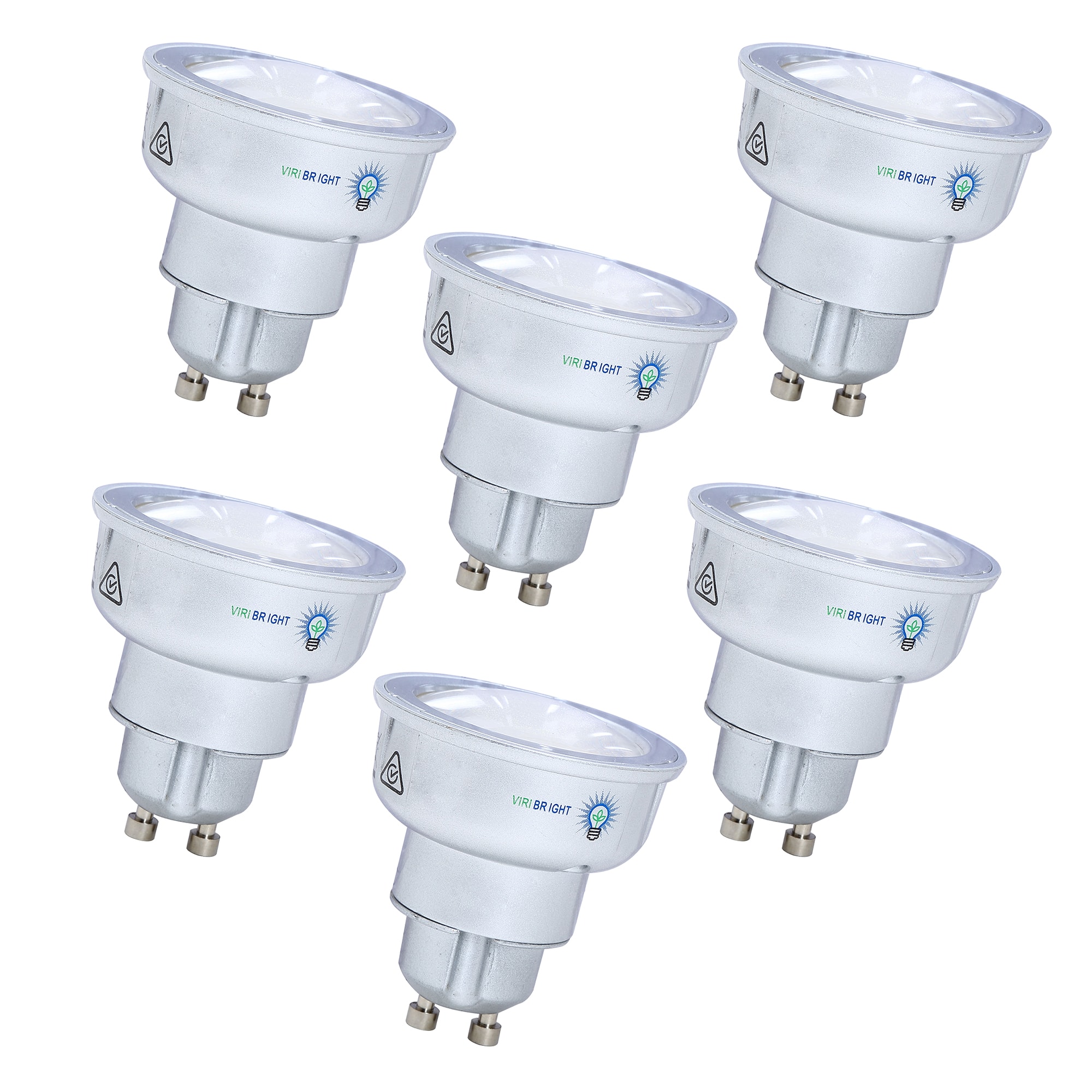 VIRIBRIGHT - 50-Watt EQ 4.2W MR16 GU10 Dimmable 400lm LED Reflector Light Bulb, 2700K (6-Pack) - White