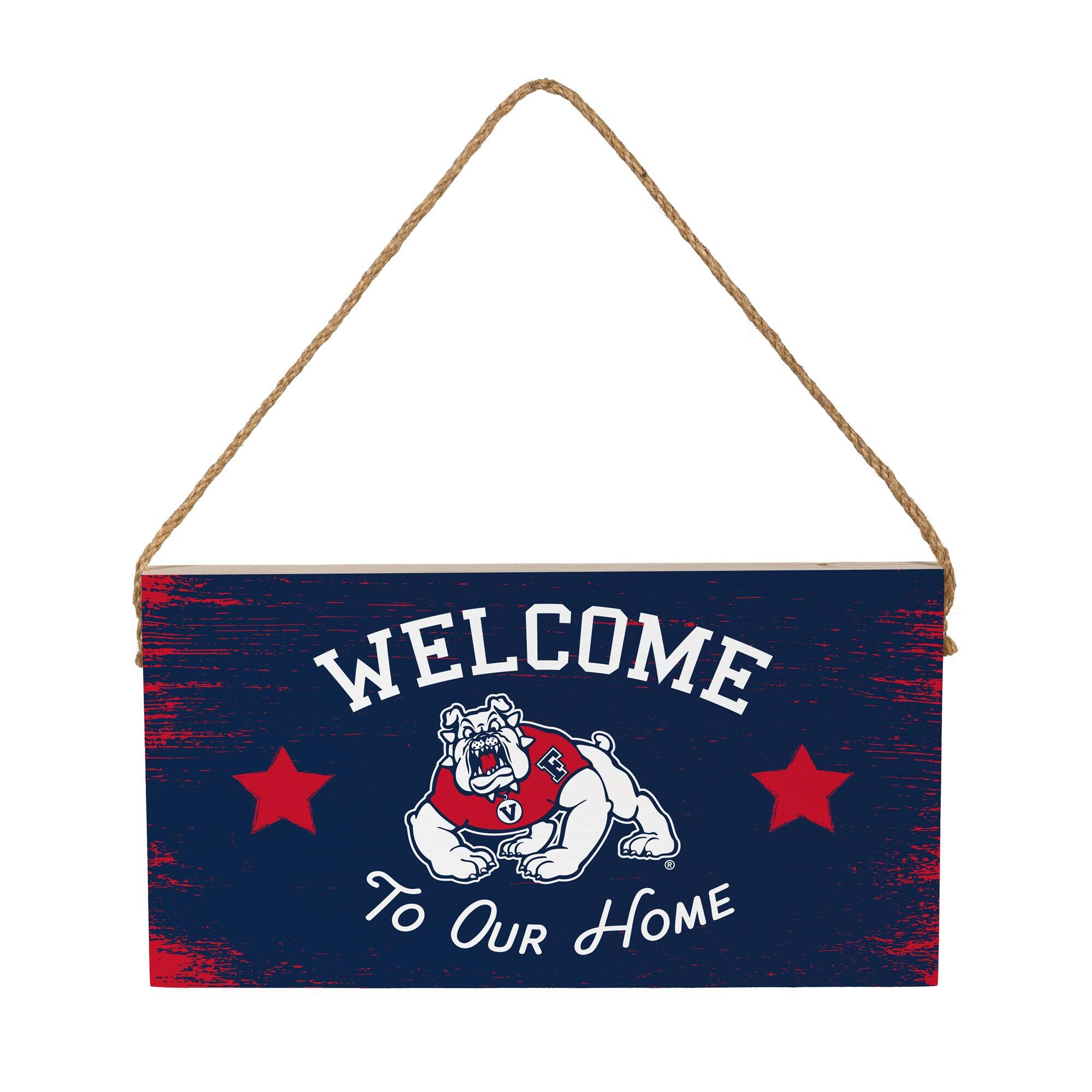 Fresno State Bulldogs 6" x 11" Welcome Home Wood Wall Sign with Rope Hanger