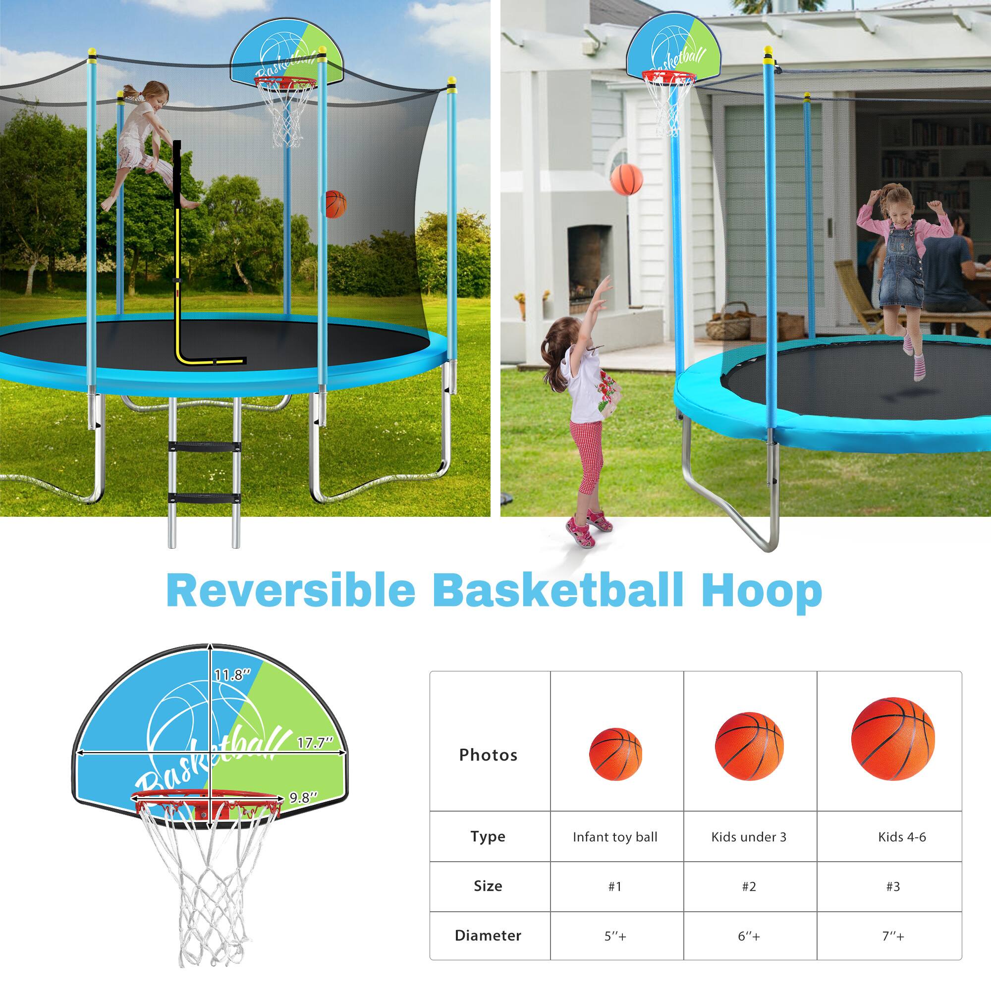 Reversible Basketball Hoop

- 11.8" 17.7" 9.8"

Photos

- Type: Infant toy ball, Kids under 3, Kids 4-6
- Size: #1, #2, #3
- Diameter: 5"+, 6"+, 7"+