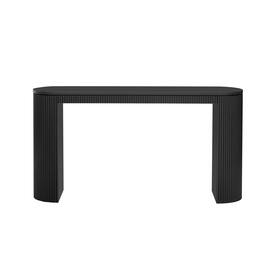 Boyel Living - Modern Curved Console Table with Unique Vertical Stripe Design - Black