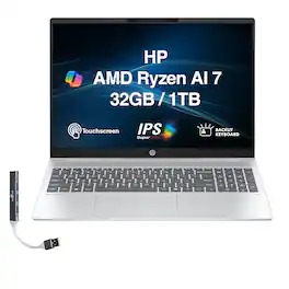 HP - Upgraded - OmniBook 5 16-ag1075cl Laptop, Ryzen AI 7 350, 32GB, 1TB SSD, 16.0 (1920x1200), 860M, W 11 Pro - Glacier Silver