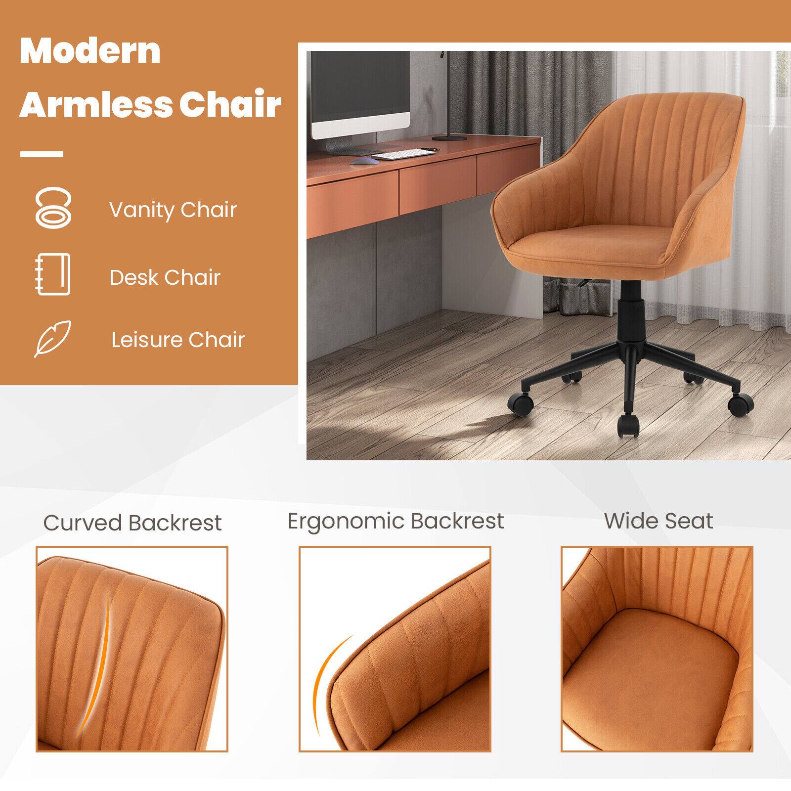 Modern Armless Chair: A comfortable and stylish chair with no arms, perfect for various settings.