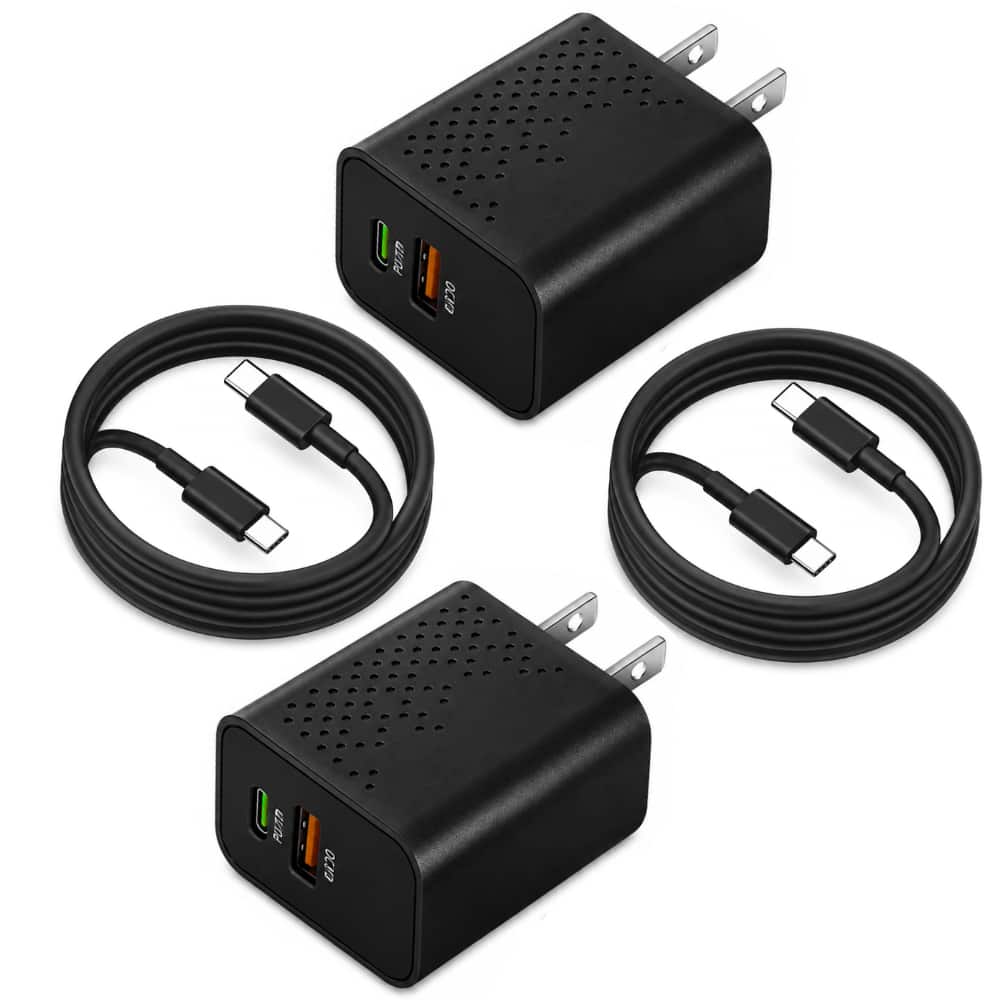 Qixxronics - Super Fast Charger USB-C 35W 3FT USBC Cable for Samsung Galaxy, Motorola, OnePlus, LG,Table/iPad, iPhone 16/17/15 [2PCS] - Black