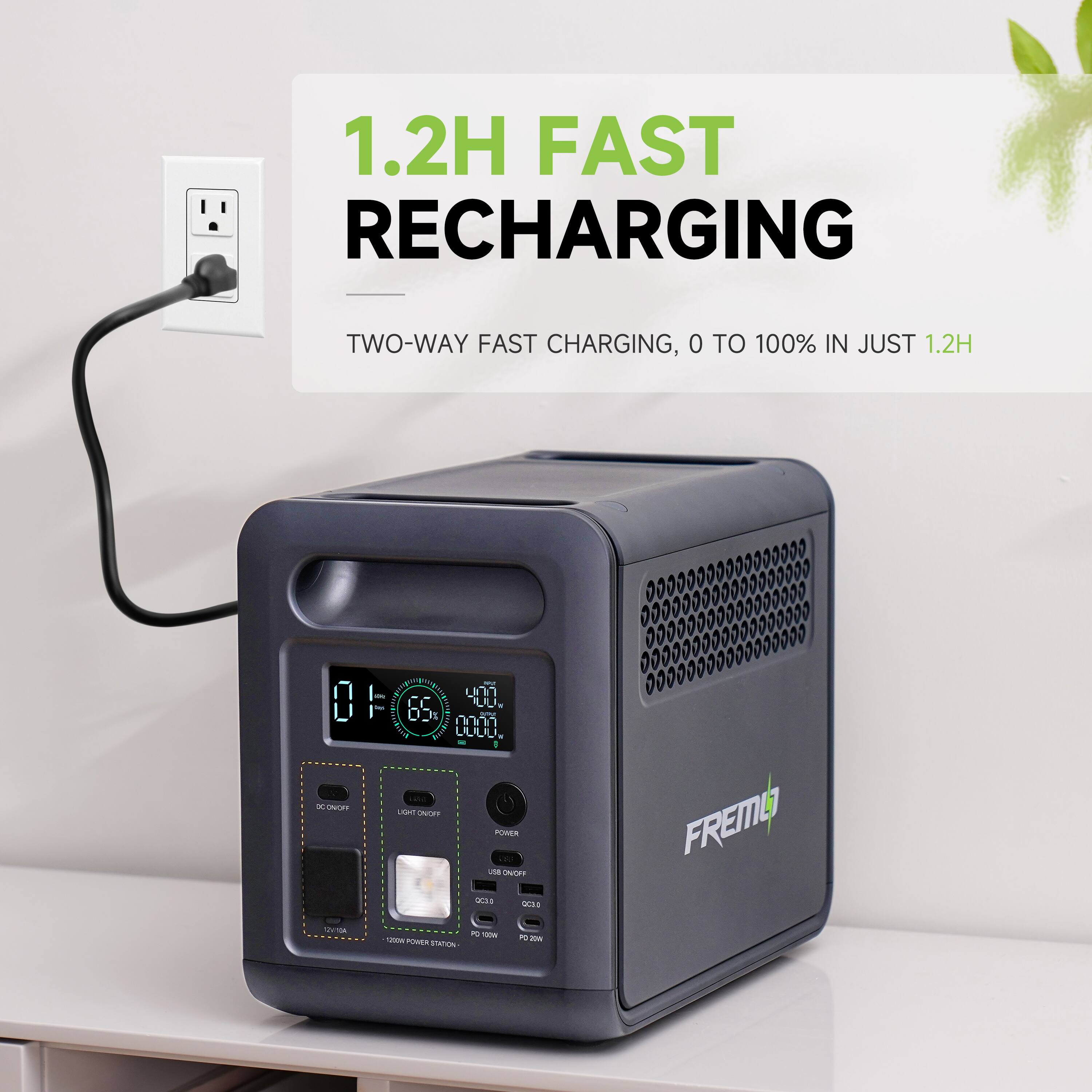 1.2H FAST RECHARGING  
TWO-WAY FAST CHARGING, 0 TO 100% IN JUST 1.2H